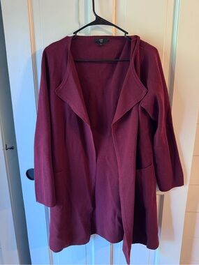 J. Crew Open-Front Burgundy Trench Coatigan